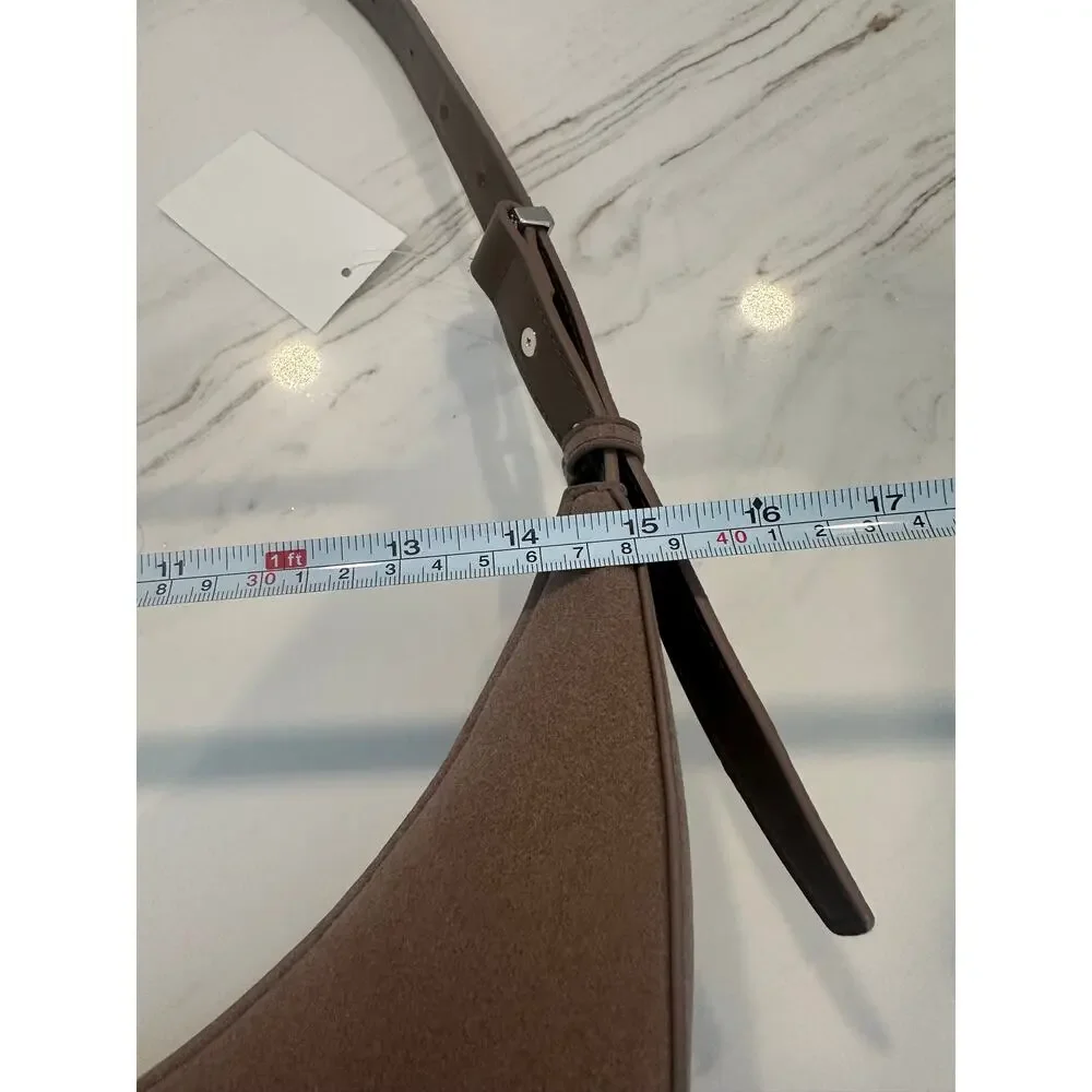 BCBG Skinny Crescent Shoulder Bag Taupe NWT Zip Top Adjustable Strap